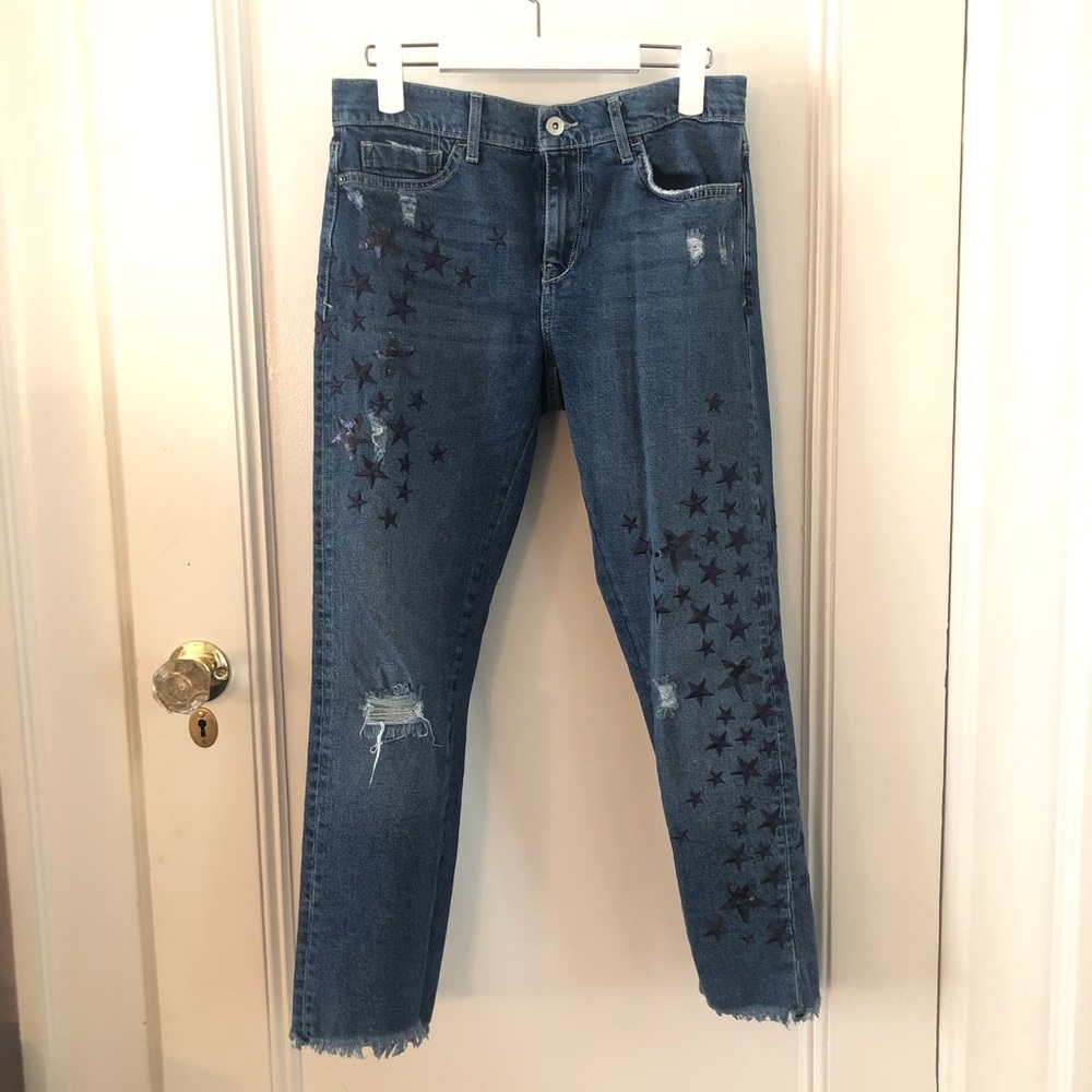 Pilcro denim jeans with navy stars.